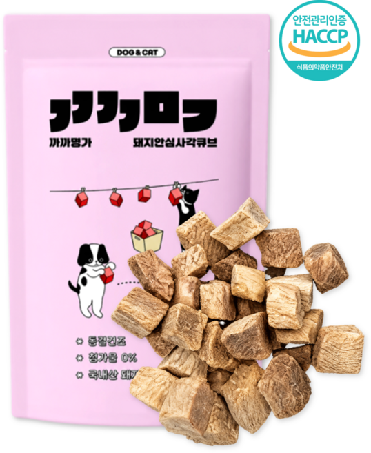 까까명가 프리미엄 100% 국내산 반려동물 동결건조 간식, 1개, 250g, 돼지안심 큐브