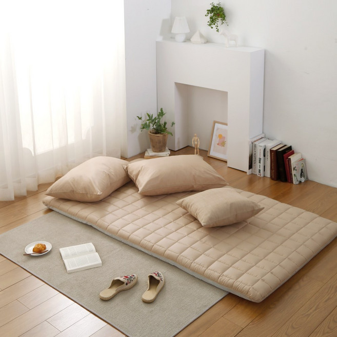 애프터식스 국산 순면 플레인 누빔요커버+허브요솜 5cm 세트/바닥 매트 요세트 S D Q 3color