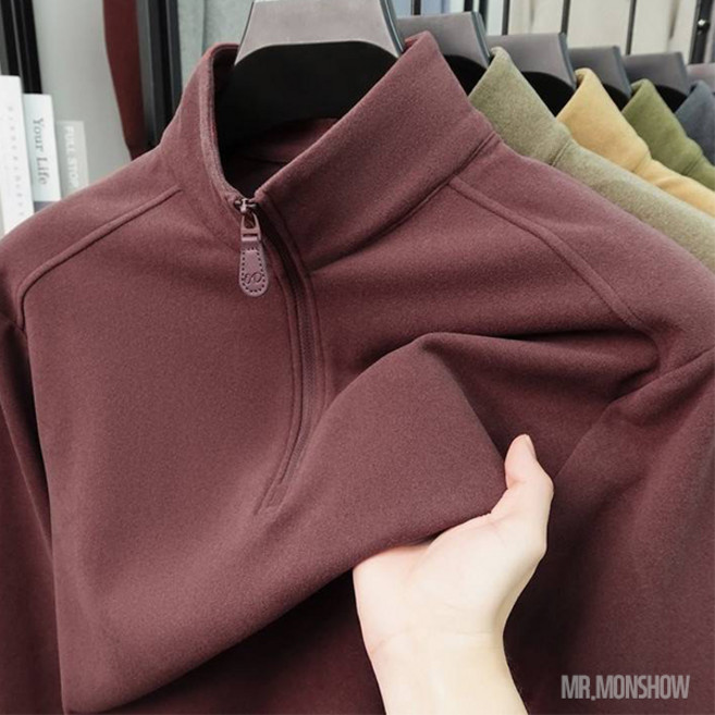 남성 겨울 간절기 부드러운 후리스 반집업 스판 긴팔티 9색상