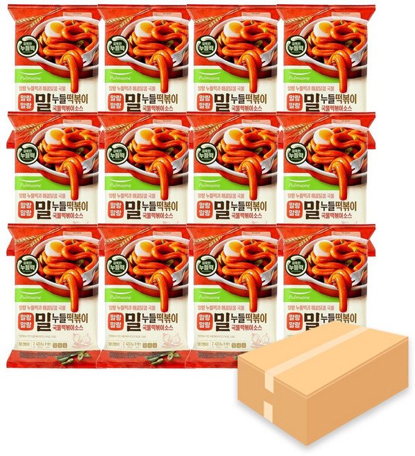[풀무원] 말랑말랑밀누들떡볶이 2인(국물떡볶이소스) 1박스(12입) 떡볶이, 1박스, 423.5g