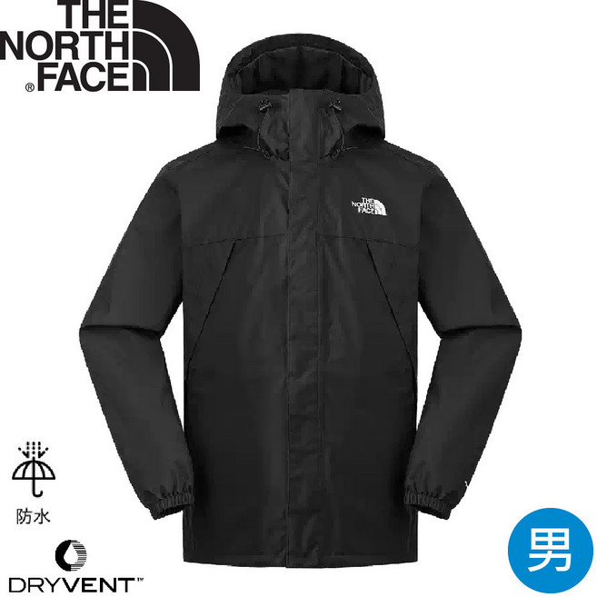 The North Face 男 DV防水單件式透氣連帽衝鋒衣 黑色