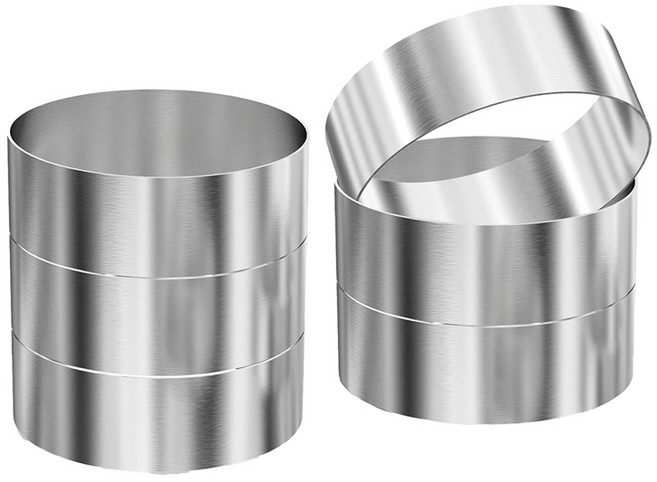 햄버거 번 링 버거 몰드 4 인치 대형 링 몰드 계란 튀김 크럼펫 팬케이크 요리 링 6 개, 01 Silver