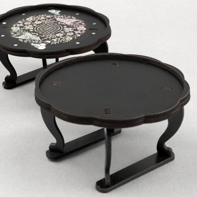 인쇄 우드 DIY 미니어처 전통 꽃 원형 검정 교자상