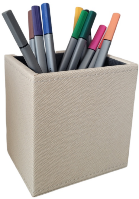 가죽 슬림 연필꽂이 / 펜꽂이 / 리모컨꽂이, 슬림연필꽂이(크림)