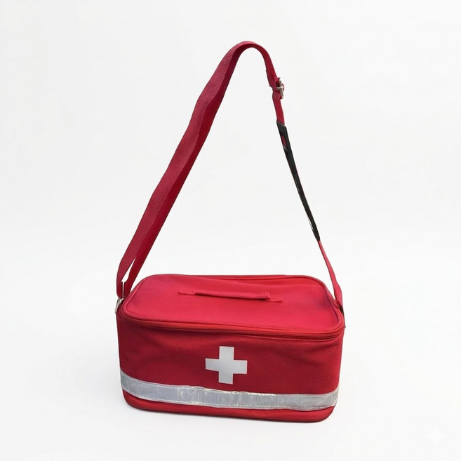 구급함 소프트 대형 가방끈 숄더 스트랩 포함 케이스 구급상자 약보관함 구급가방 약통 가정용, 1개