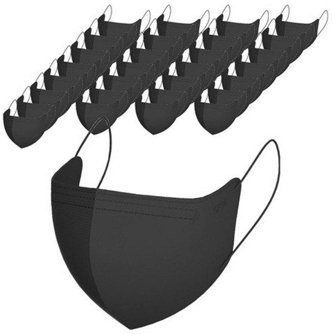 가드데이 KF94 새부리형 황사방역 컬러 마스크 대형, 검정색, 1개, 100매입