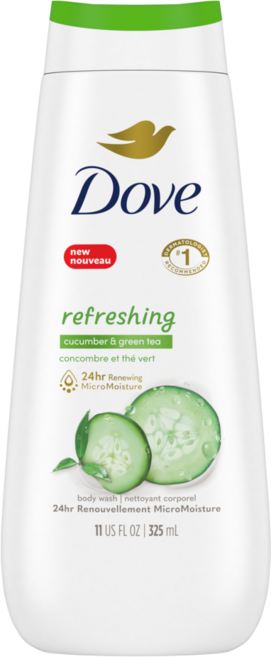 도브 고 프레시 쿨 모이스처 바디 워시 큐컴버 & 그린 티, 1개, 354ml