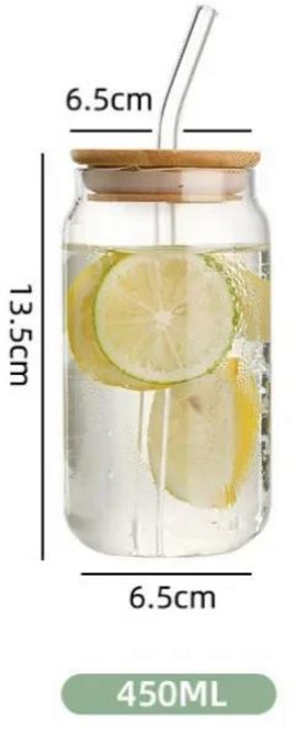나무 뚜껑이 달린 유리컵 빨대 여행용 투명 버블 우유 맥주 캔 칵테일 머그잔 음료 용품 450 ml, 01 450-550ml, 02 450ML
