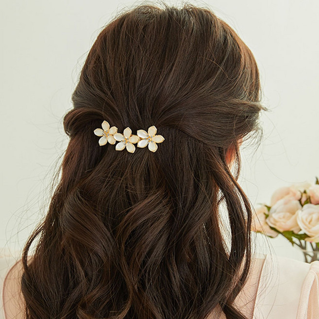 [꽃핀샵] 골드빛 반묶음머리 여성헤어자동핀 4종