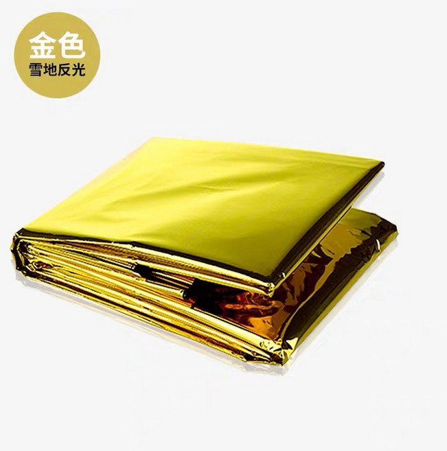戶外應急救生毯 鋁箔毯 防風保暖加大款 反射鎖溫 遇難求援標誌, 1個, 金銀雙色, 金銀雙色