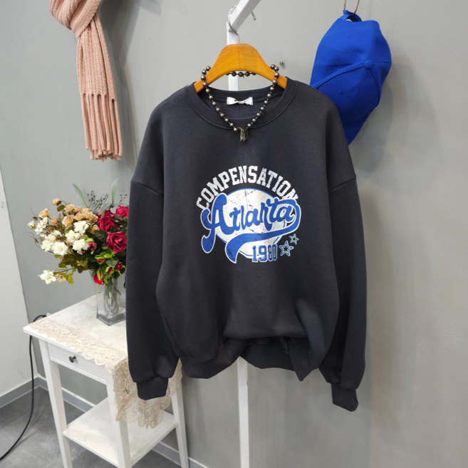 컨펌아틀란 앞뒤나염 오버핏 기모 맨투맨