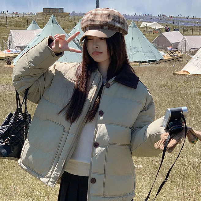 COSYEVNO 여성 패딩 겨울 짧은 루즈핏 가벼운 코트 캐주얼 패딩