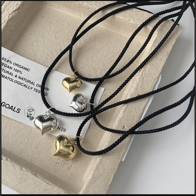 [2 Size Color] 델리아 하트 통통 스트랩 펜던트 스트링 데일리 러블리 키치 Y2K 목걸이