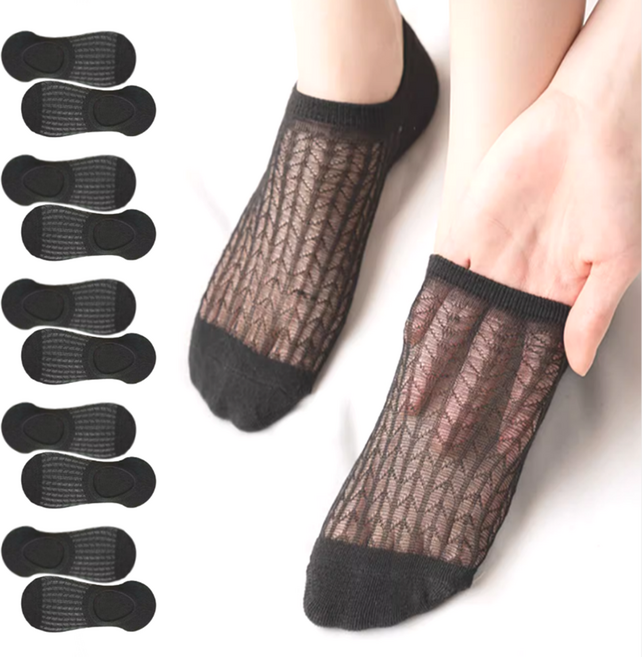 삭스탑텐 순면 망사 덧신 시스루 양말 5P