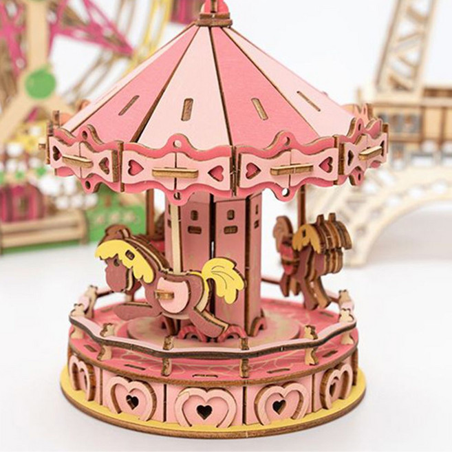 3D 나무 입체퍼즐 미니어처 단품 (회전목마) net*87964rU