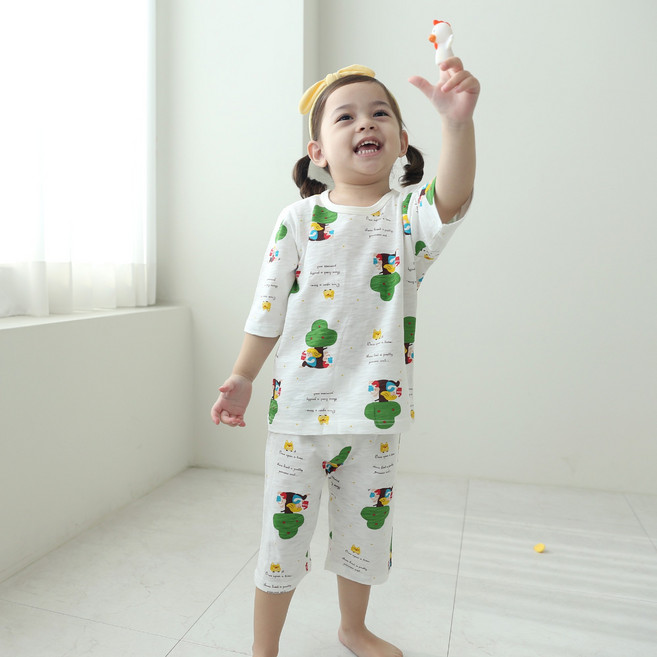 잼베이비 7부 순면 슬럽 실내복 상하 봄가을 간절기 사계절 유아동 잠옷 국내생산