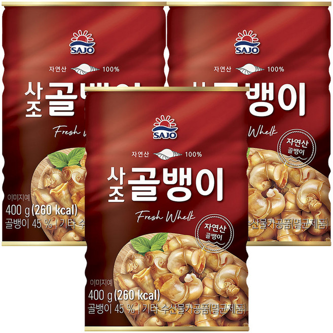 사조 자연산 골뱅이, 400g, 3개