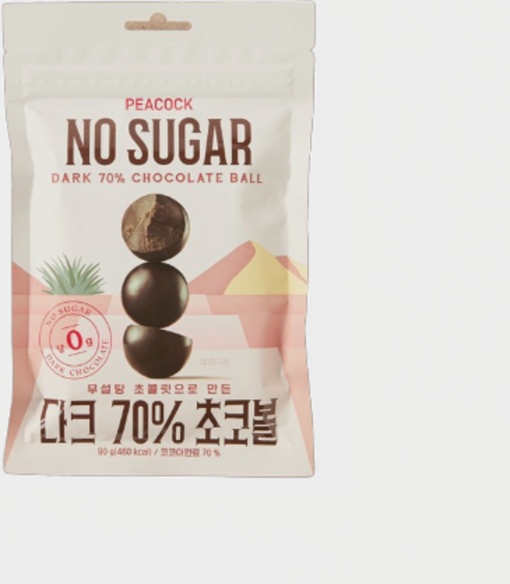 피코크 무설탕 다크 70% 초코볼 90g, 7개