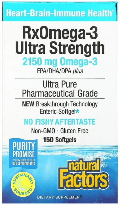 Natural Factors Rx오메가-3 울트라 스트렝스 2150mg 소프트젤 150정(소프트젤당 1075mg), NaturalFactorsRx오메가3울트라스트렝스215, 1개, 150정 - 쿠팡