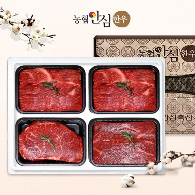 농협안심한우 한우선물세트 정육1호 1등급 1.2kg (국거리2팩/불고기/장조림), 1개