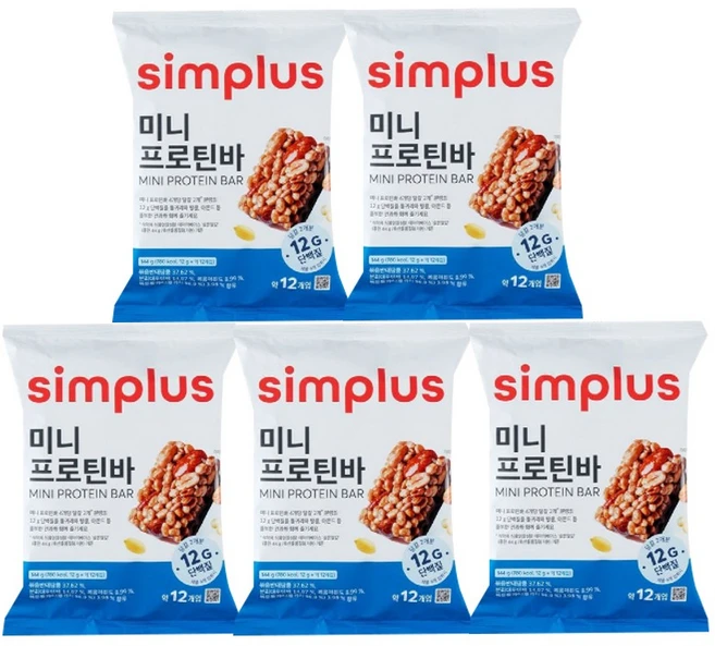 풍부한 견과 미니 프로틴바 12입, 5개, 144g - 쿠팡