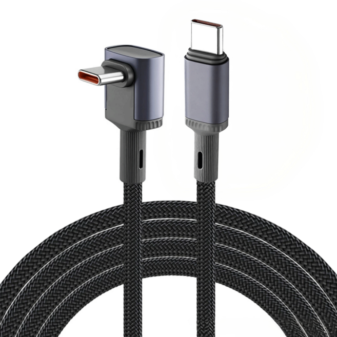 파워 100W ㄱ자 꺾임 C타입 고속충전 케이블, 1개, 블랙, 3m