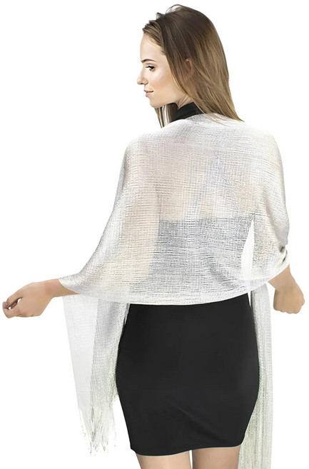 베이직센스 여성 망사 스카프 반짝이 이브닝숄 하객 원피스