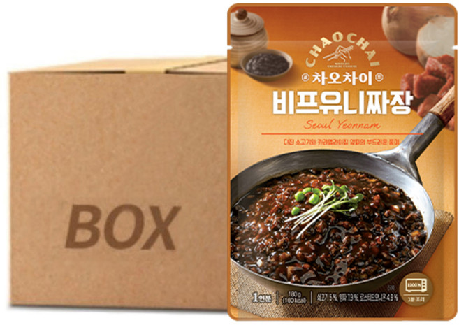 차오차이 비프유니짜장 180g x 10 EA/전자레인지용 간편식 캠핑여행 즉석짜장 우체국소포발송, 10개
