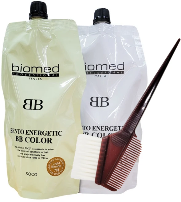 바이오메드 염색약 벤토 비비 미용실 순한 셀프 새치 뿌리 칼라 흰머리 대용량 저자극 400g, 7N(밝은황갈색), 1개 - 쿠팡