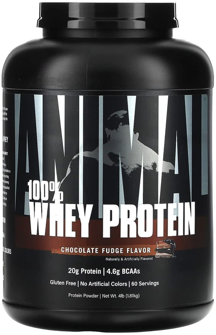 애니멀 100% Whey Protein Powder Chocolate Fudge 4 lb (1.81 kg), One Color, 1.81kg, 1개 - 쿠팡