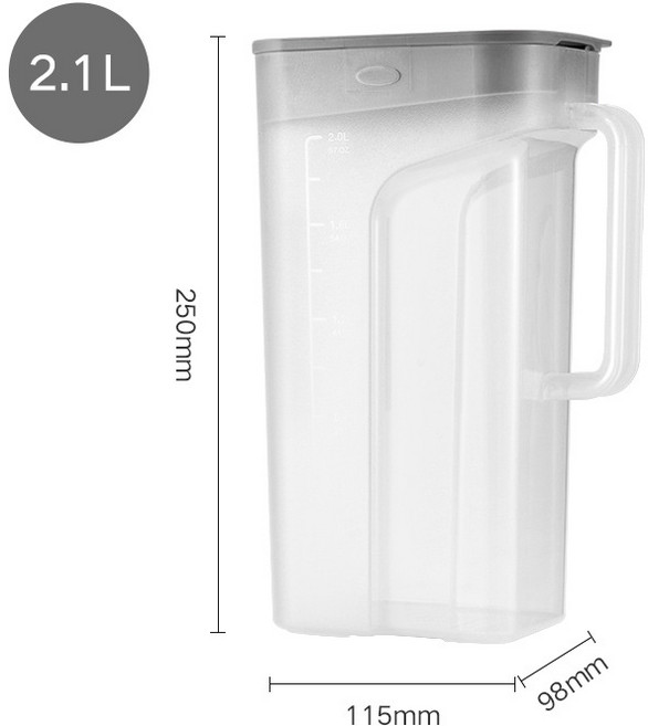 2.1L 大容量冷水壺 家用果汁壺, 2.1L - 灰色, 1套, 2.1ml