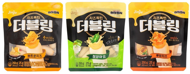 치즈폭탄 진주햄 천하장사 더블링 청양마요 250g+ 뿌링치즈 250g+ 콰트로치즈 250g 소세지, 750g, 1개