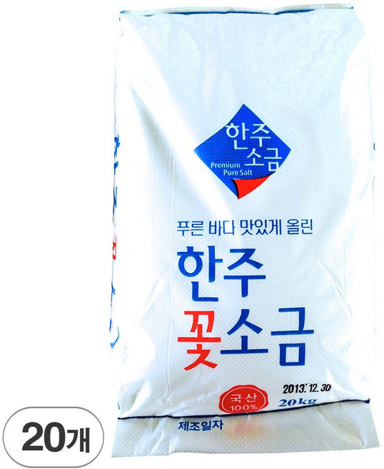 한주 꽃소금 재제염, 20kg, 20개