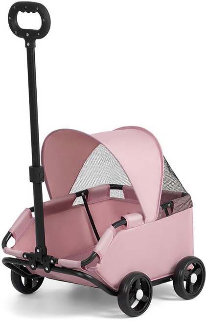 반려동물 커버형 접이식 개모차 카트 웨건, 핑크
