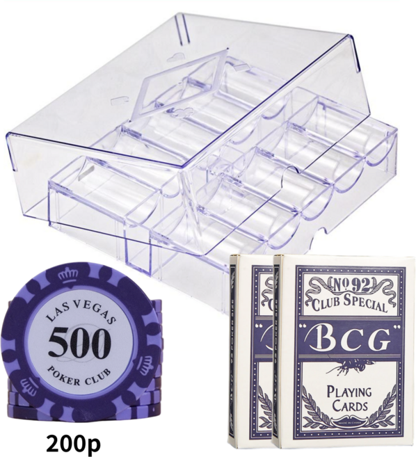 보아미 국제규격 클레이이 고급포커칩 200p+포커카드2p 아크릴세트 라스베가스, 1개, 500숫자200p세트