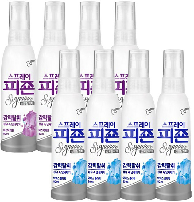 피죤 스프레이 미스틱레인 80ml 4개 + 아이스플라워 80ml 4개 / 시그니처 정전기방지 섬유탈취제, 1개