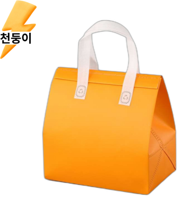 천둥이몰 일회용 보냉백 보냉팩 미니 봉투 손잡이 은박 50개, 오렌지