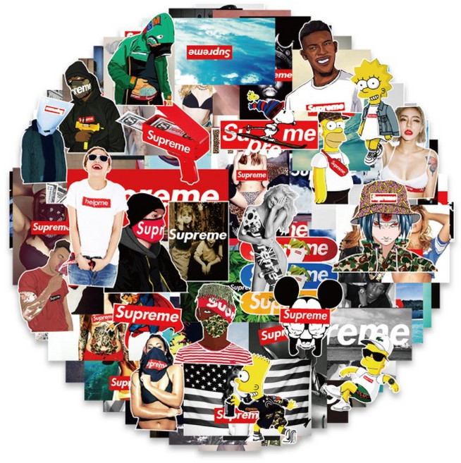 슈프림 스트릿 감성 캠핑스티커 50종 세트, 혼합색상, 1세트