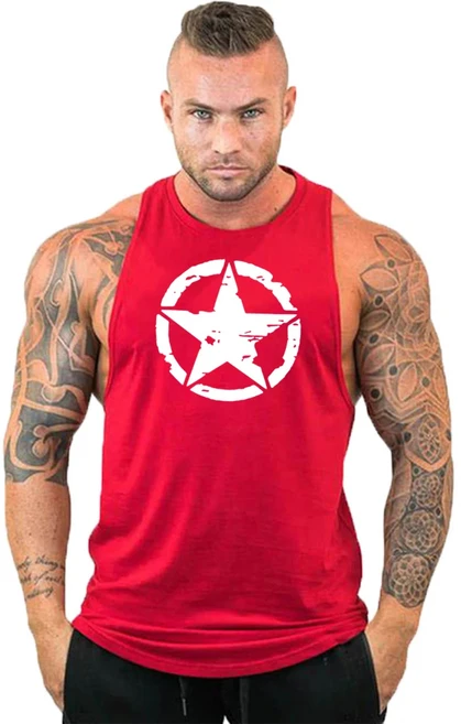 웨이트중량조끼남성용 오각형 프린트 패턴 체육관 피트니스 운동 야외 달리기 캐주얼 멀티 컬러 조끼 탑 여, [01] M, 08 2