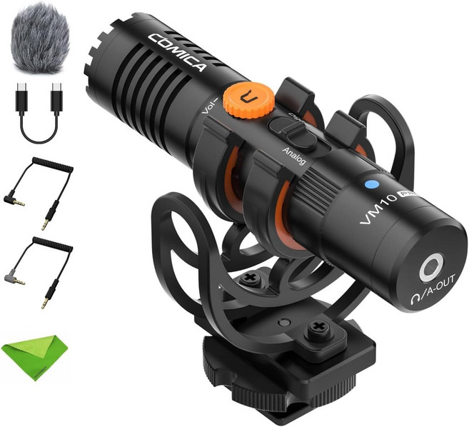 COMICA VM10 PRO 샷건 마이크 카메라 스마트폰 태블릿 PC용 USB C 마이크. 브이로그 라이브 스트리밍 녹화에 이상적입니다. 게인 컨트롤이 가능한 듀얼 모드 비디오