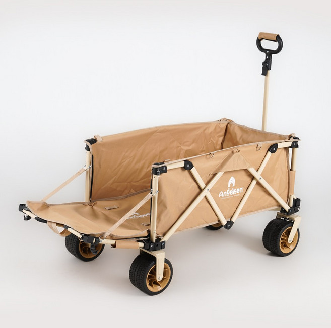 판매1위 안델센 V3 울트라 캠핑 웨건(뒷문개방형) 4종 컬러 출시 (광폭타이어 바퀴분리 세척 3단핸들 저소음 견고성 강화), 탄베이지, 1개