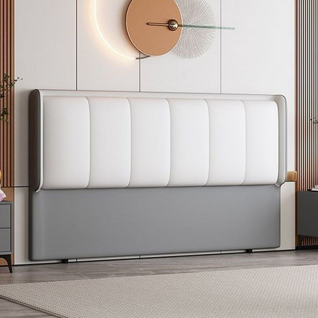 모던 심플 침대 헤드보드 싱글/슈퍼 싱글/더블/퀸 치수 침대헤드선반, 연회색+흰색
