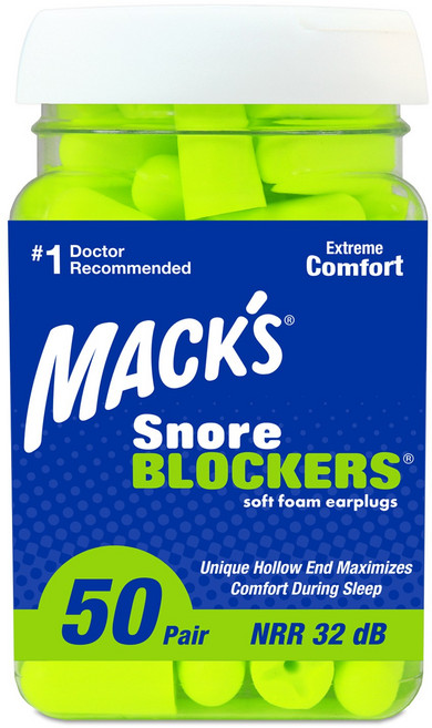 Macks 스노어블락커 소음방지 이어플러그 다용도 수면 귀마개, 1개, 50쌍