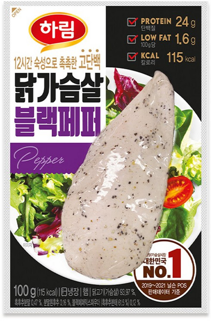 하림 닭가슴살 블랙페퍼 110g, 100g, 1개