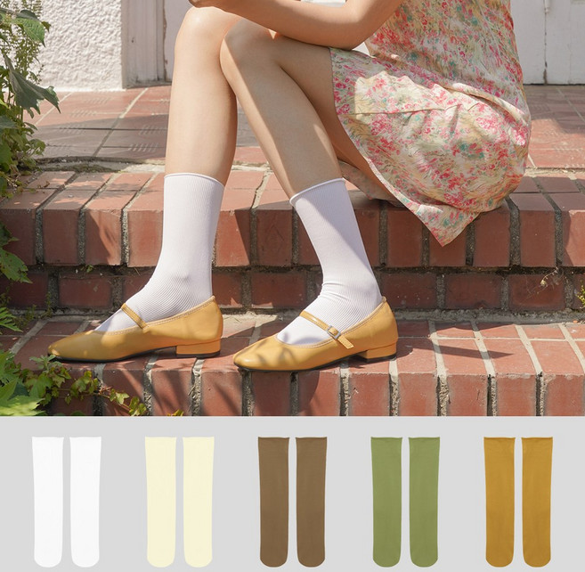 마른파이브 마카롱 골지 시스루삭스 여자 스타킹양말 5P