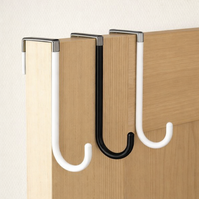 minh 무타공 다용도 방문 도어 행거 문 책상 옷걸이 걸이, 2개, 화이트