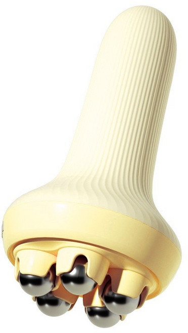 滾珠按摩棒 360度五鋼珠經絡按摩器, 黃色, 1個