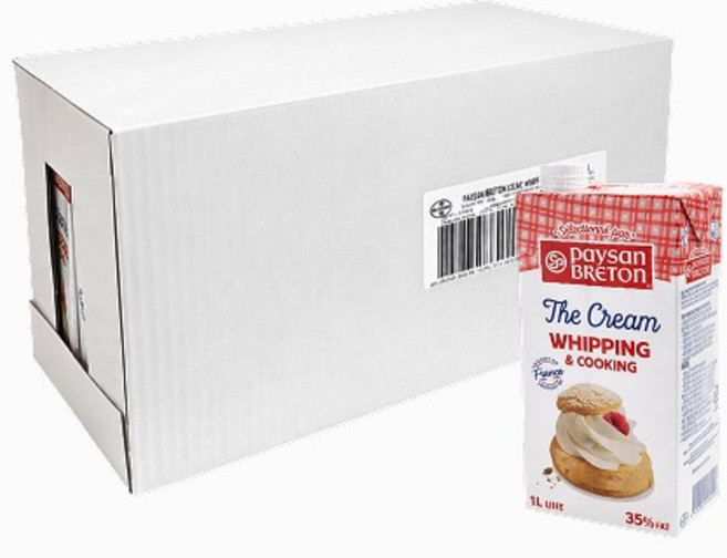 페이장브레통 휘핑크림(35%) 냉장 아이스박스포함, 12개, 1L