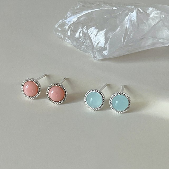 실버925 미니 코랄 아쿠아마린 원석귀걸이