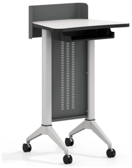 이동식 강연대 단상 교탁 강의대 사회대 연설대 사회자, 호두나무 패널 + 블랙 전체 알루미늄 브래킷